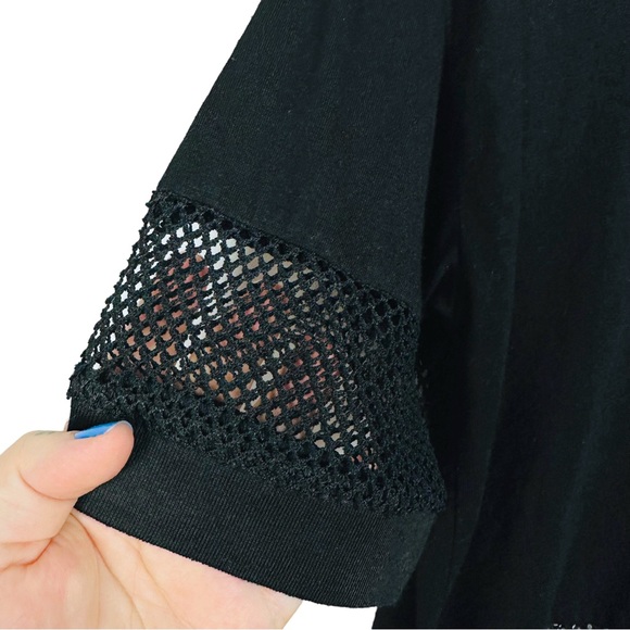 Brandy Melville Manoela Black Boxy Street Style Mesh Cutout Short Sleeve Top - Picture 7 of 11